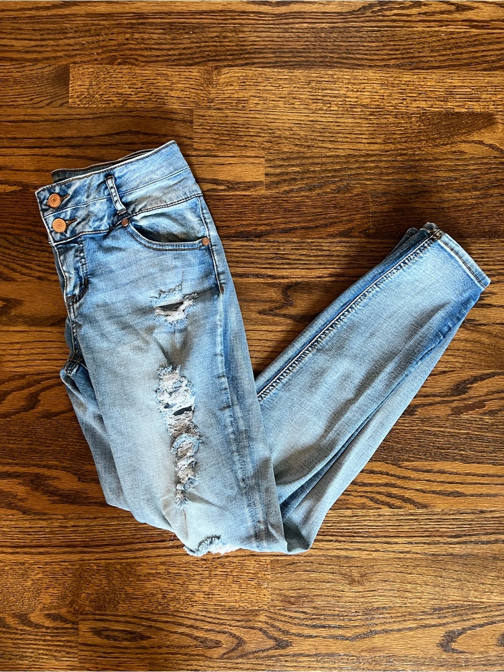 refuge Light Wash Distressed Skinny Jeans